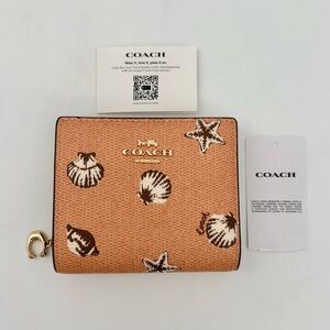 Coach Snap Wallet with Shell Print IM/ Coral/Sunrise